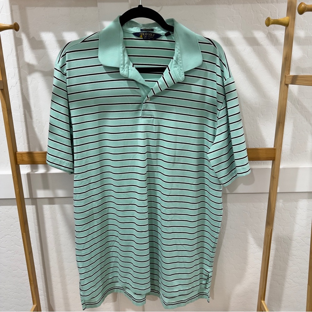 Ralph Lauren Mint Green Polo with Navy Stripes
